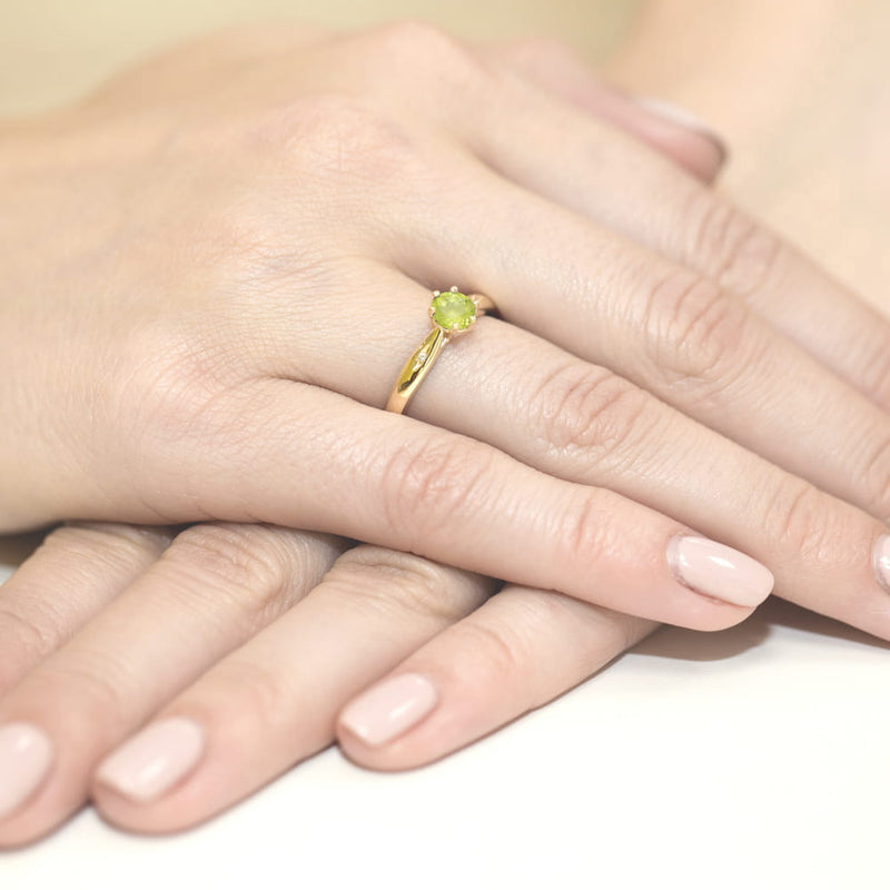 Inel Aur 14K cu Peridot 0.60 ct si Diamante Naturale 0.01 ct, imaginea 4 din 12