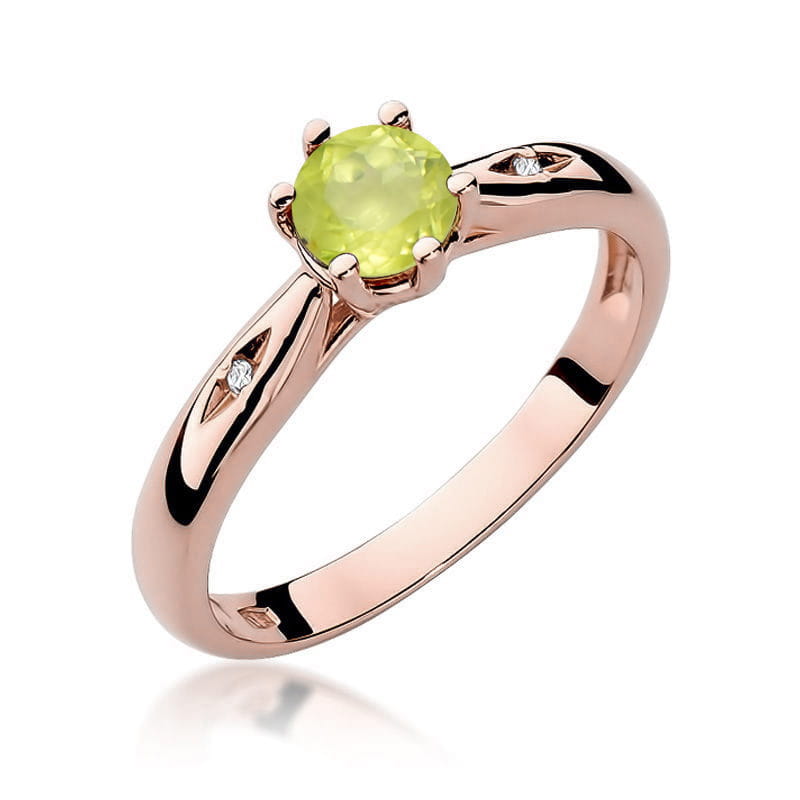 Inel Aur 14K cu Peridot 0.60 ct si Diamante Naturale 0.01 ct, imaginea 5 din 12