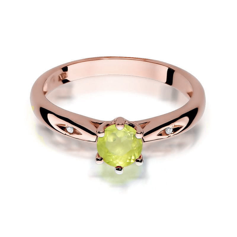 Inel Aur 14K cu Peridot 0.60 ct si Diamante Naturale 0.01 ct, imaginea 6 din 12