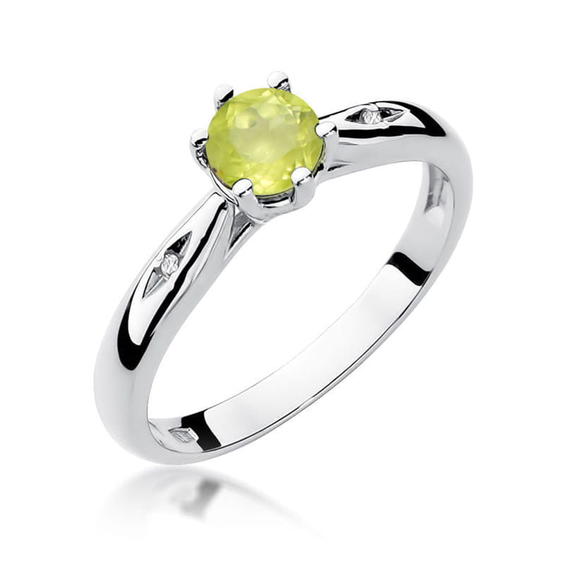 Inel Aur 14K cu Peridot 0.60 ct si Diamante Naturale 0.01 ct, imaginea 9 din 12