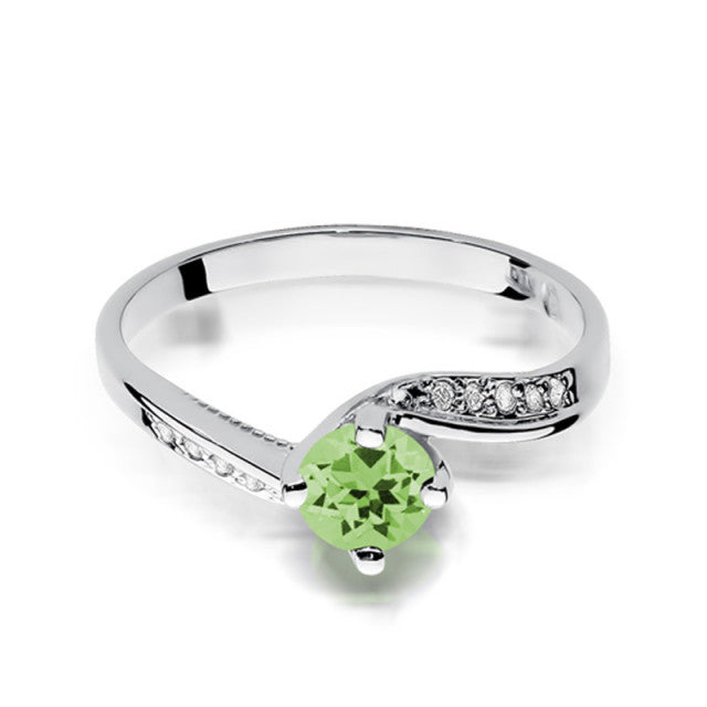 Inel Aur 14K cu Peridot 0.60 ct si Diamante Naturale 0.05 ct, imaginea 6 din 10