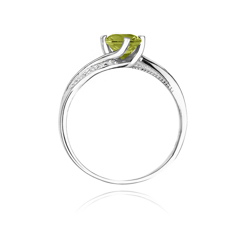 Inel Aur 14K cu Peridot 0.60 ct si Diamante Naturale 0.05 ct, imaginea 7 din 10