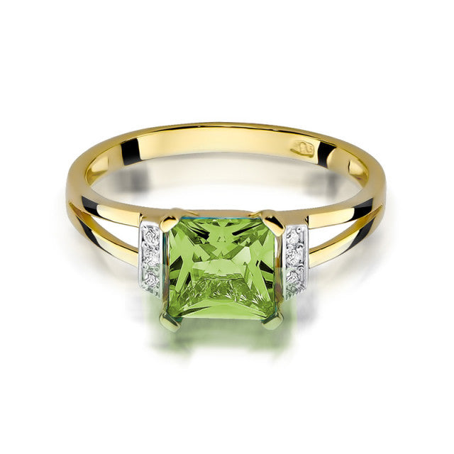 Inel Aur 14K cu Peridot 1.10 ct si Diamante Naturale 0.03 ct, imaginea 2 din 10