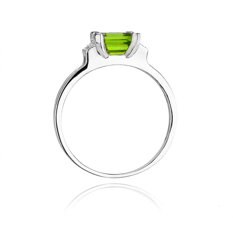 Inel Aur 14K cu Peridot 1.10 ct si Diamante Naturale 0.03 ct, imaginea 7 din 10