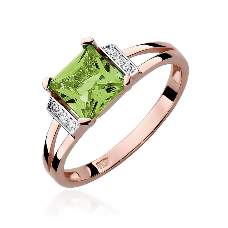Inel Aur 14K cu Peridot 1.10 ct si Diamante Naturale 0.03 ct, imaginea 8 din 10