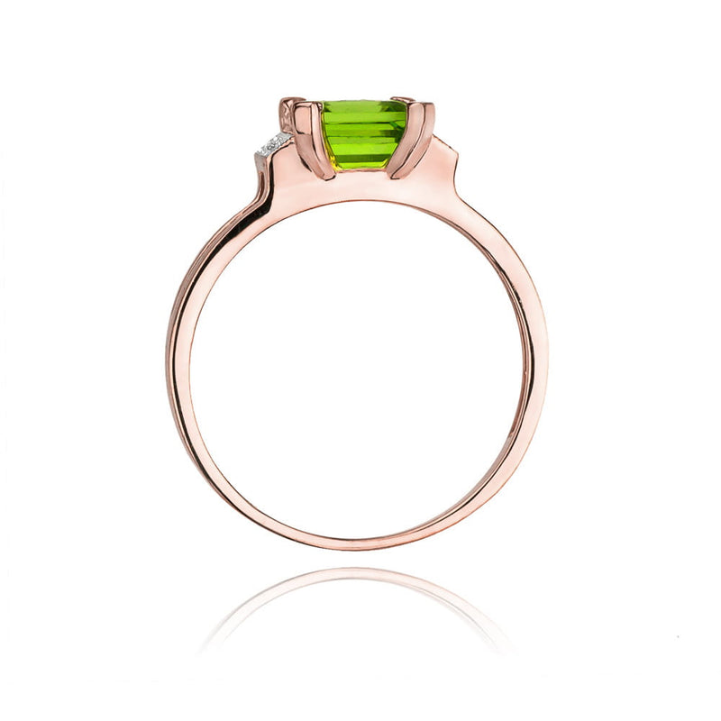 Inel Aur 14K cu Peridot 1.10 ct si Diamante Naturale 0.03 ct, imaginea 10 din 10