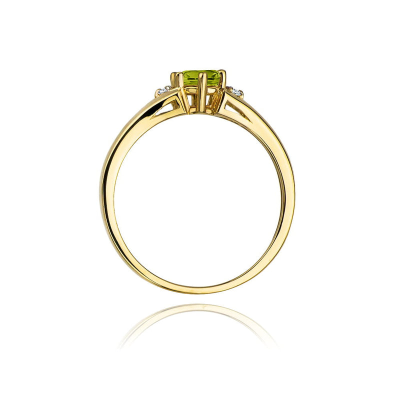 Inel Aur 14K cu Peridot 0.60 ct si Diamante Naturale 0.03 ct, imaginea 3 din 10