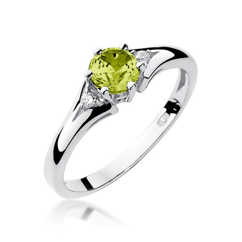 Inel Aur 14K cu Peridot 0.60 ct si Diamante Naturale 0.03 ct, imaginea 5 din 10