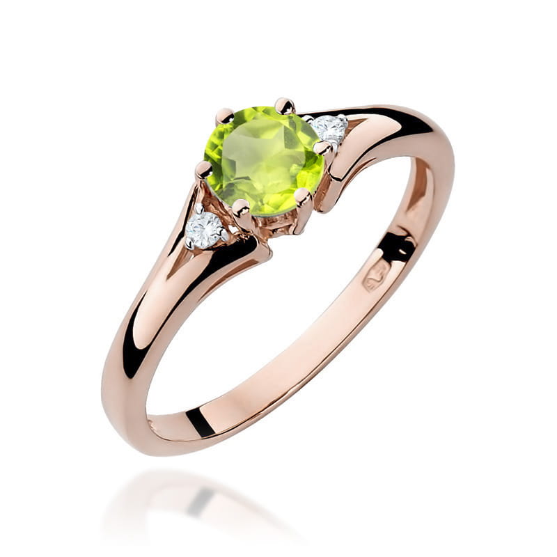 Inel Aur 14K cu Peridot 0.60 ct si Diamante Naturale 0.03 ct, imaginea 8 din 10