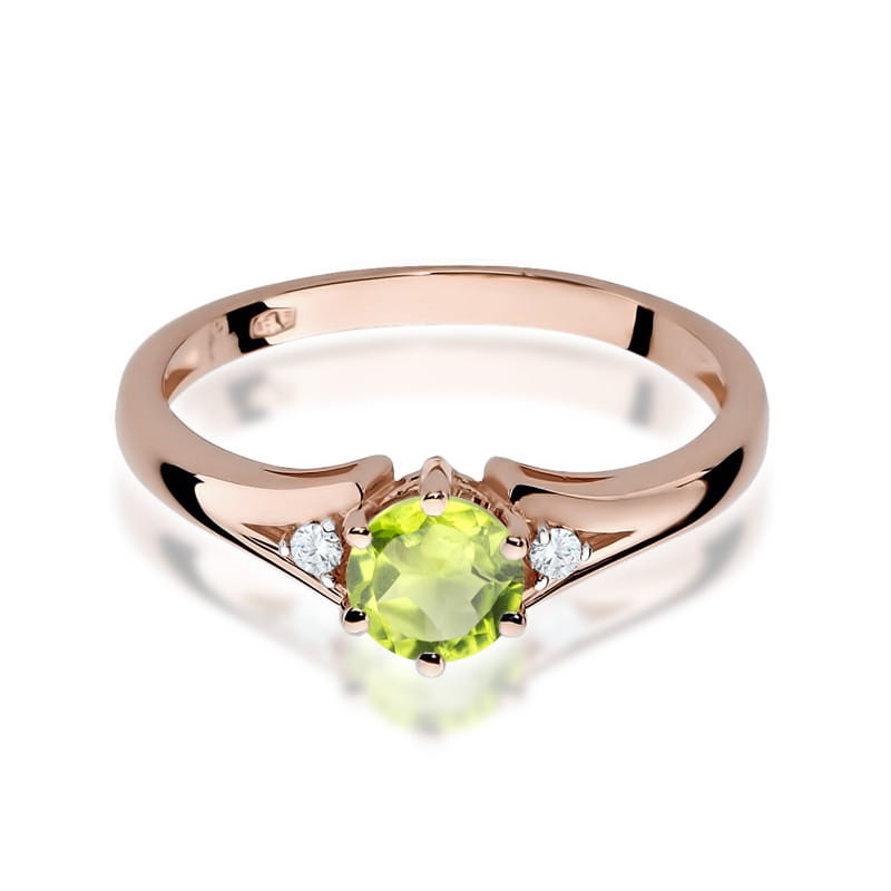 Inel Aur 14K cu Peridot 0.60 ct si Diamante Naturale 0.03 ct, imaginea 9 din 10
