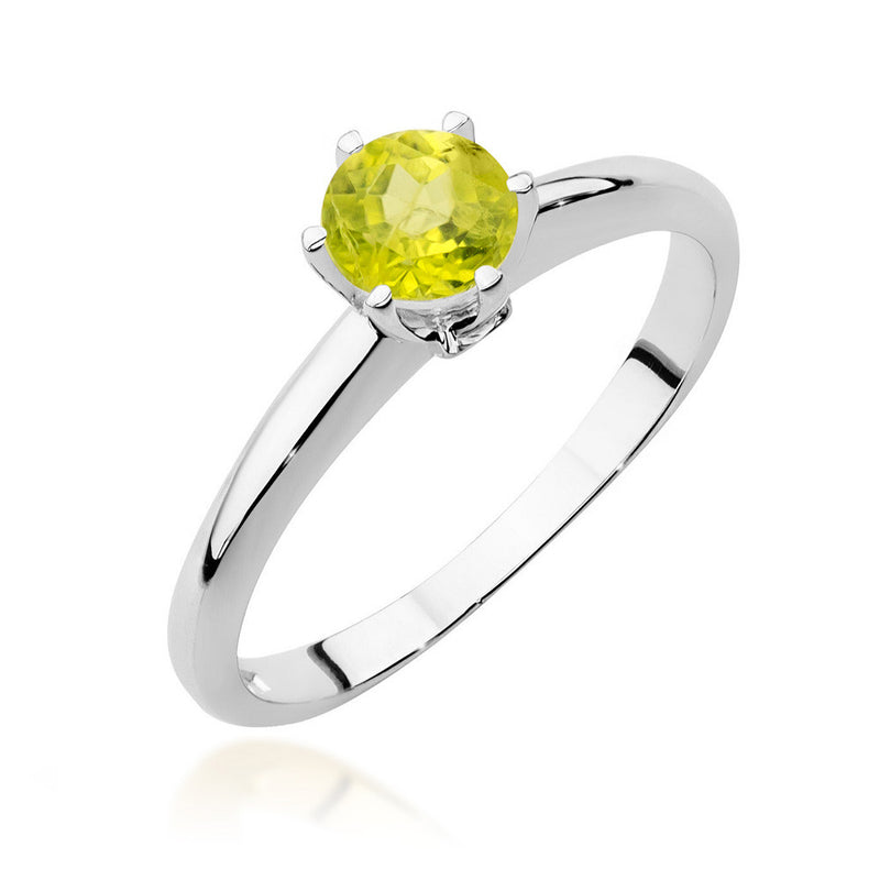 Inel Aur 14K cu Peridot 0.60 ct si Diamante Naturale 0.04 ct, imaginea 4 din 11