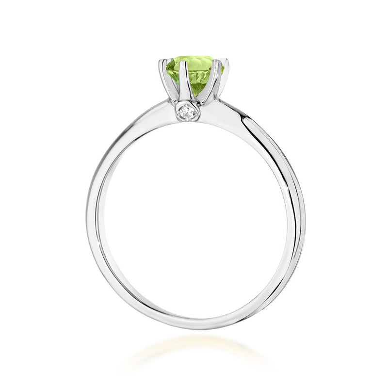 Inel Aur 14K cu Peridot 0.60 ct si Diamante Naturale 0.04 ct, imaginea 6 din 11