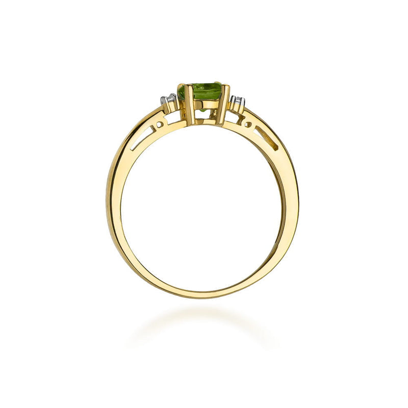 Inel Aur 14K cu Peridot 0.60 ct si Diamante Naturale 0.03 ct, imaginea 3 din 12
