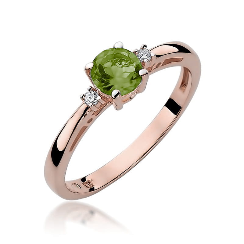 Inel Aur 14K cu Peridot 0.60 ct si Diamante Naturale 0.03 ct, imaginea 5 din 12