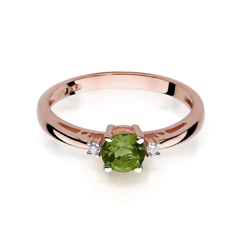 Inel Aur 14K cu Peridot 0.60 ct si Diamante Naturale 0.03 ct, imaginea 6 din 12