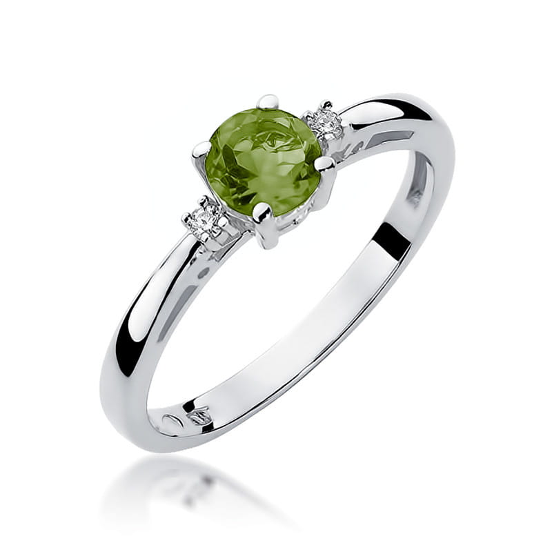 Inel Aur 14K cu Peridot 0.60 ct si Diamante Naturale 0.03 ct, imaginea 9 din 12