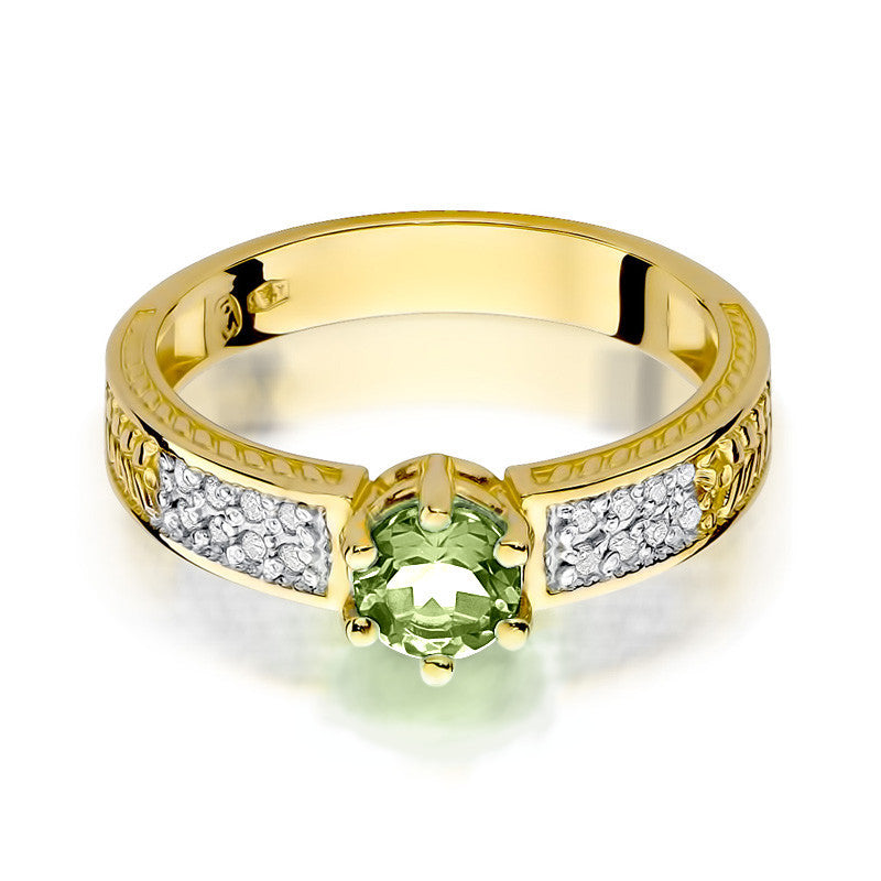 Inel Aur 14K cu Peridot 0.60 ct si Diamante Naturale 0.08 ct, imaginea 2 din 9