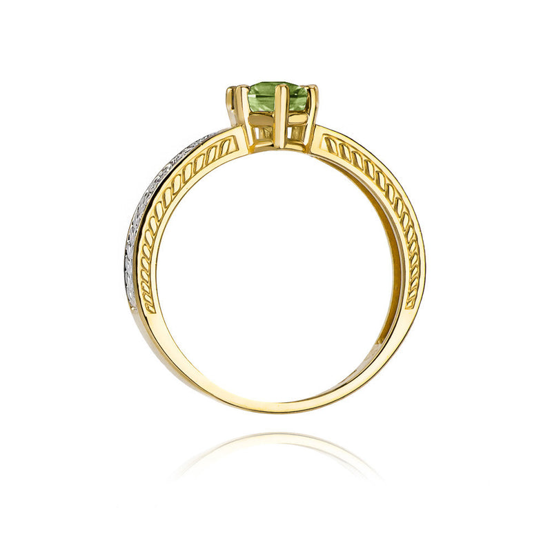 Inel Aur 14K cu Peridot 0.60 ct si Diamante Naturale 0.08 ct, imaginea 3 din 9