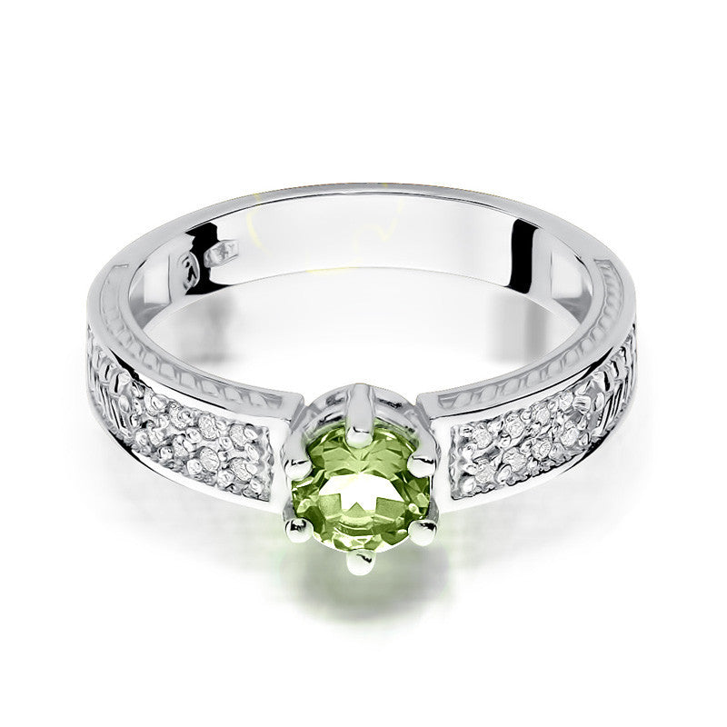 Inel Aur 14K cu Peridot 0.60 ct si Diamante Naturale 0.08 ct, imaginea 5 din 9