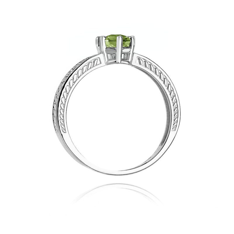 Inel Aur 14K cu Peridot 0.60 ct si Diamante Naturale 0.08 ct, imaginea 6 din 9