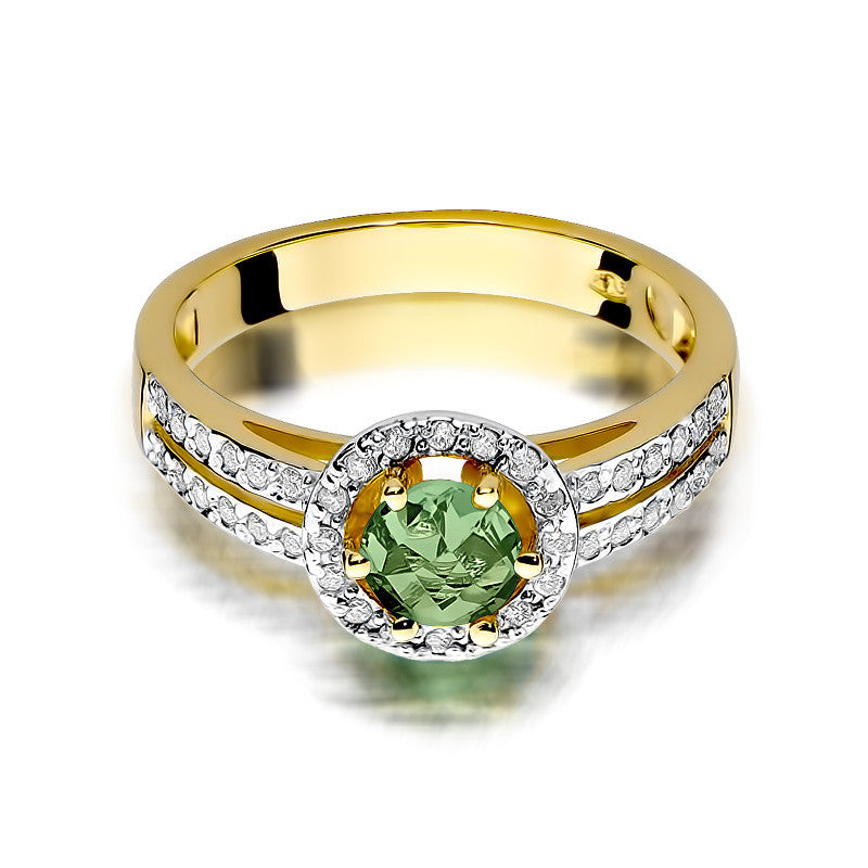Inel Aur 14K cu Peridot 0.60 ct si Diamante Naturale 0.20 ct, imaginea 2 din 10