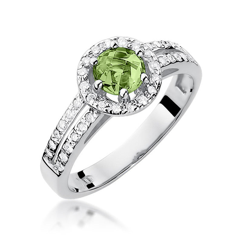 Inel Aur 14K cu Peridot 0.60 ct si Diamante Naturale 0.20 ct, imaginea 5 din 10