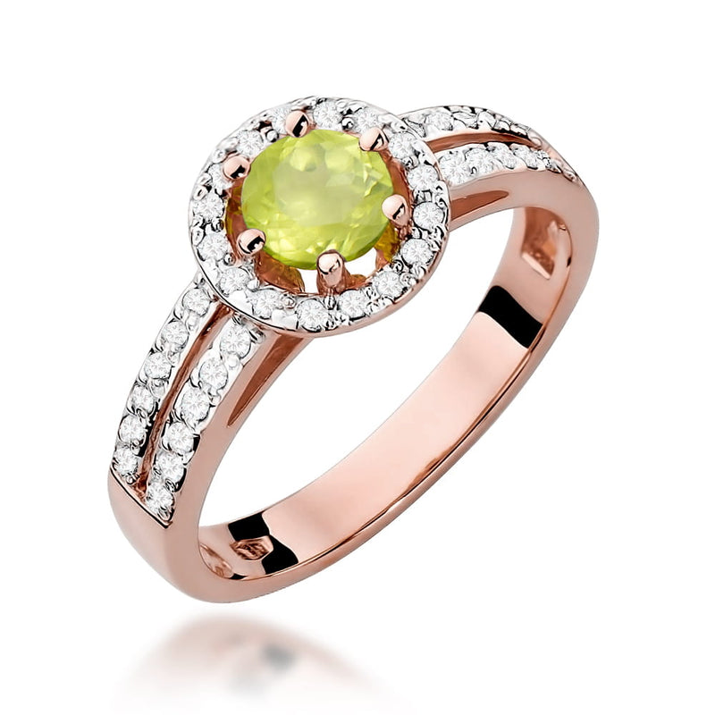 Inel Aur 14K cu Peridot 0.60 ct si Diamante Naturale 0.20 ct, imaginea 8 din 10