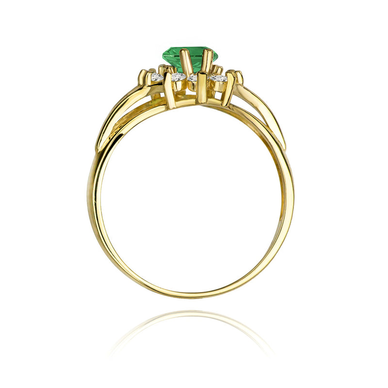 Inel Aur 14K cu Smarald 0.80 ct si Diamante Naturale 0.30 ct, imaginea 3 din 11