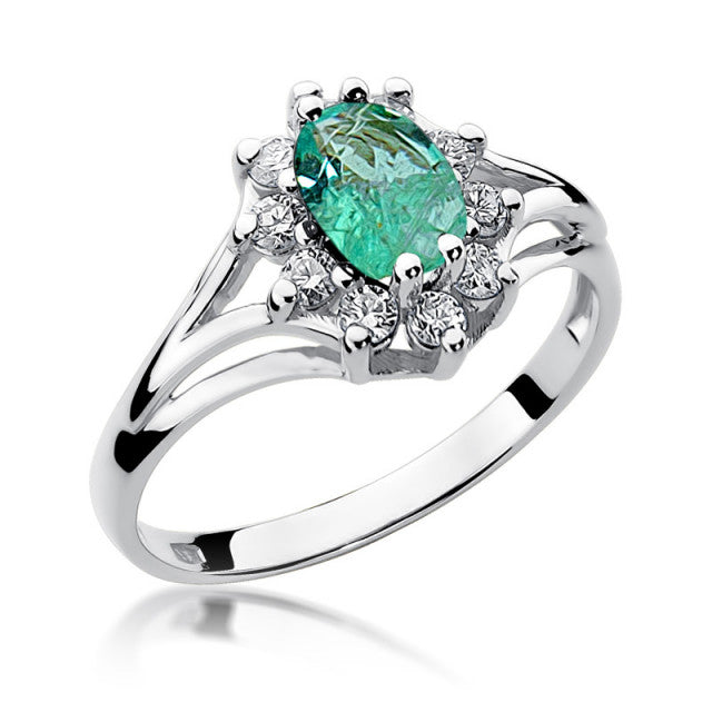 Inel Aur 14K cu Smarald 0.80 ct si Diamante Naturale 0.30 ct, imaginea 5 din 11