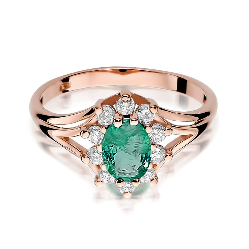 Inel Aur 14K cu Smarald 0.80 ct si Diamante Naturale 0.30 ct, imaginea 9 din 11