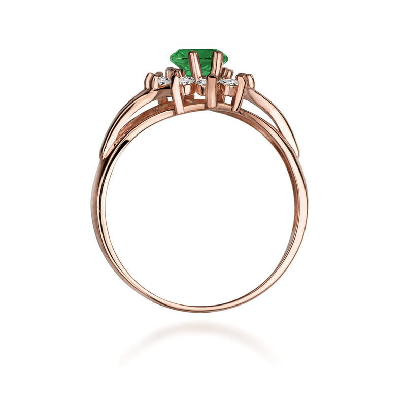 Inel Aur 14K cu Smarald 0.80 ct si Diamante Naturale 0.30 ct, imaginea 10 din 11