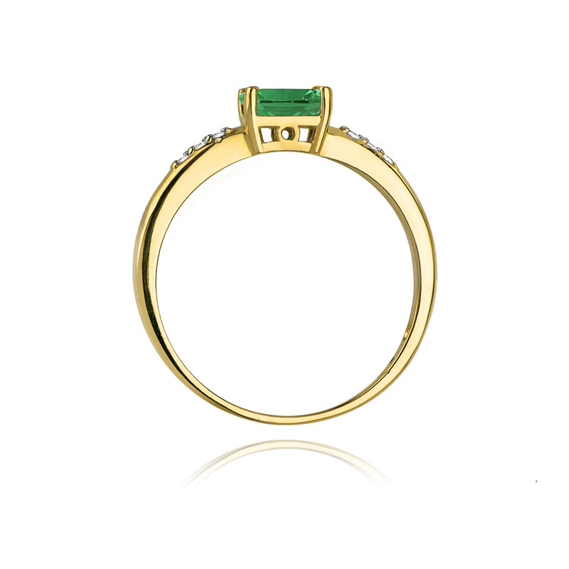 Inel Aur 14K cu Smarald 0.40 ct si Diamante Naturale 0.03 ct, imaginea 3 din 11