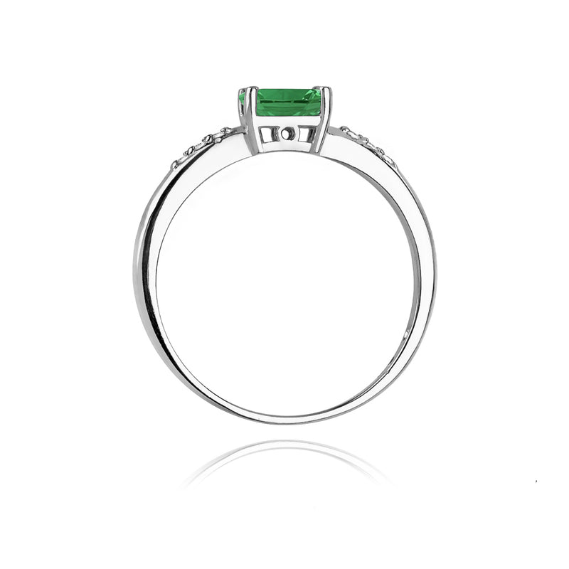Inel Aur 14K cu Smarald 0.40 ct si Diamante Naturale 0.03 ct, imaginea 7 din 11