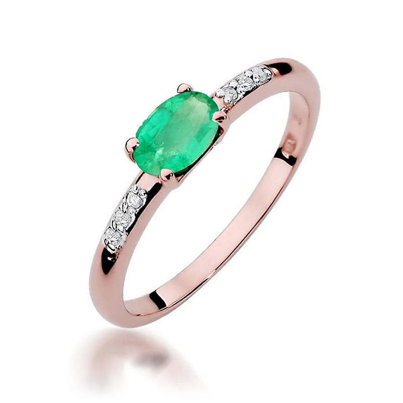 Inel Aur 14K cu Smarald 0.40 ct si Diamante Naturale 0.03 ct, imaginea 8 din 11