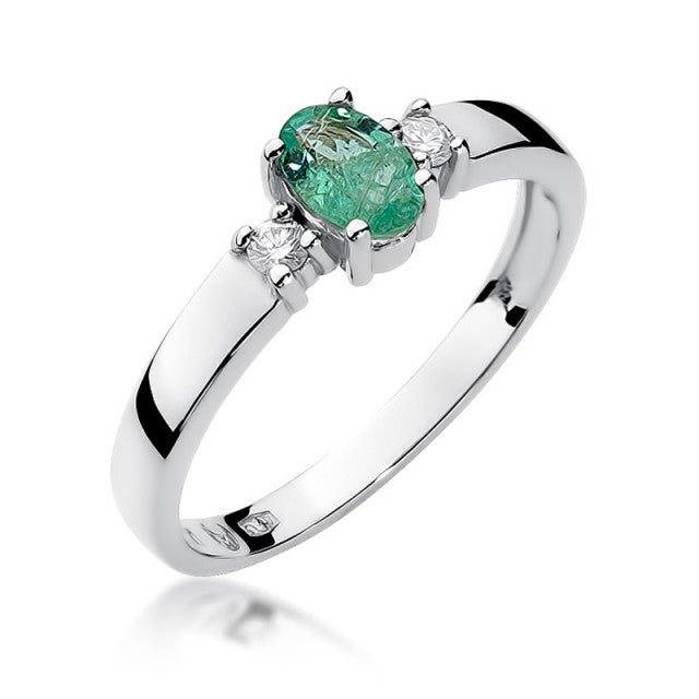 Inel Aur 14K cu Smarald 0.40 ct si Diamante Naturale 0.08 ct, imaginea 5 din 10