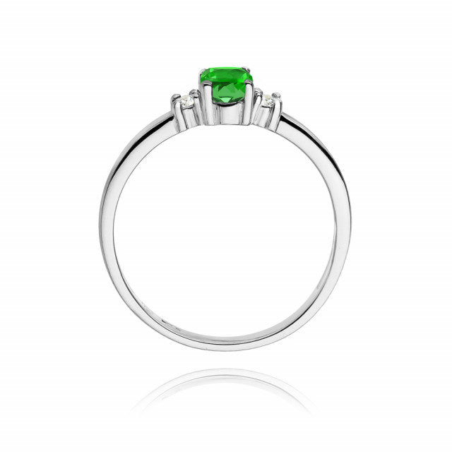 Inel Aur 14K cu Smarald 0.40 ct si Diamante Naturale 0.08 ct, imaginea 7 din 10