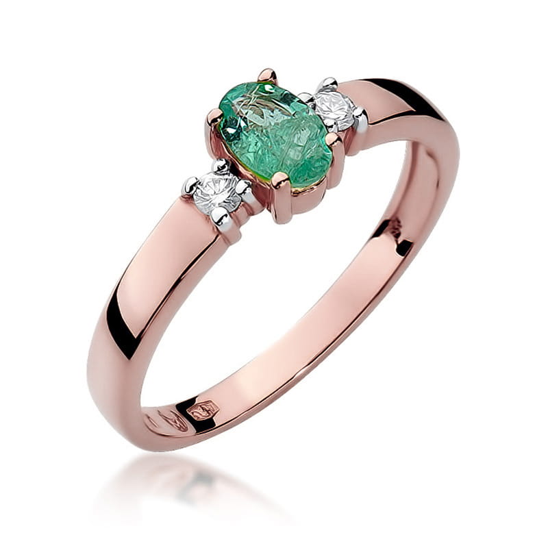 Inel Aur 14K cu Smarald 0.40 ct si Diamante Naturale 0.08 ct, imaginea 8 din 10