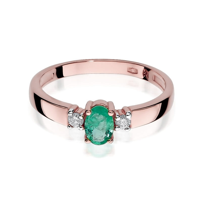 Inel Aur 14K cu Smarald 0.40 ct si Diamante Naturale 0.08 ct, imaginea 9 din 10