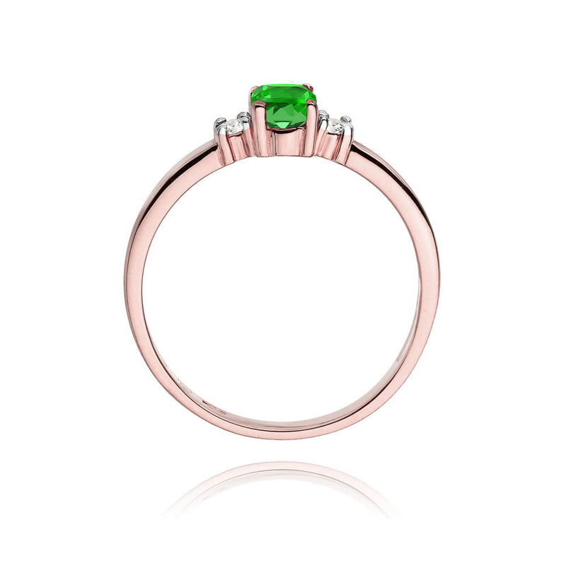 Inel Aur 14K cu Smarald 0.40 ct si Diamante Naturale 0.08 ct, imaginea 10 din 10