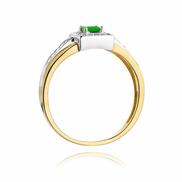 Inel Aur 14K cu Smarald 0.15 ct si Diamante Naturale 0.14 ct, imaginea 3 din 11