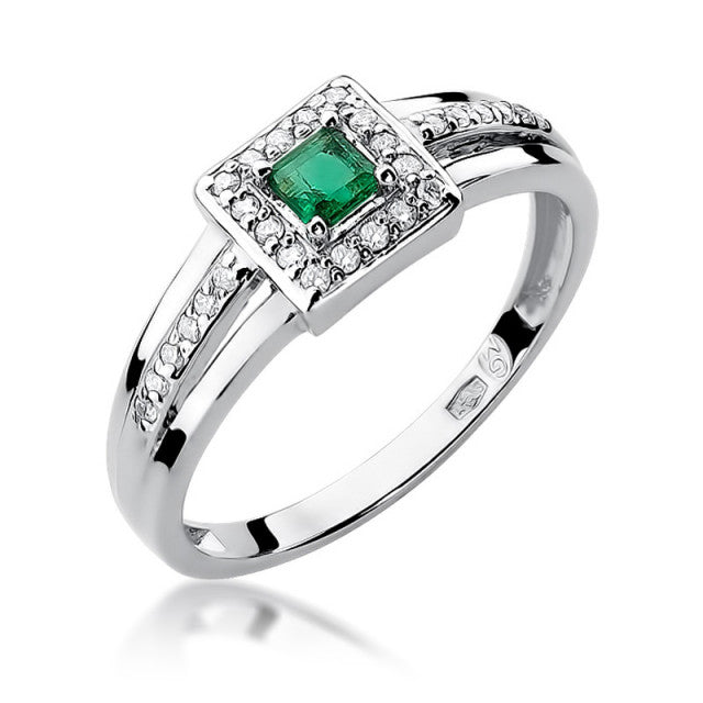 Inel Aur 14K cu Smarald 0.15 ct si Diamante Naturale 0.14 ct, imaginea 5 din 11