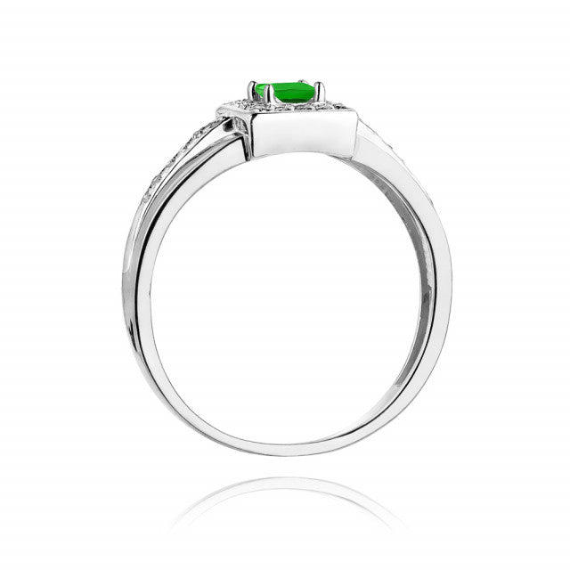 Inel Aur 14K cu Smarald 0.15 ct si Diamante Naturale 0.14 ct, imaginea 7 din 11