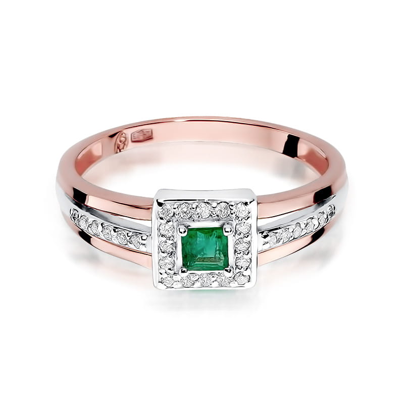 Inel Aur 14K cu Smarald 0.15 ct si Diamante Naturale 0.14 ct, imaginea 9 din 11