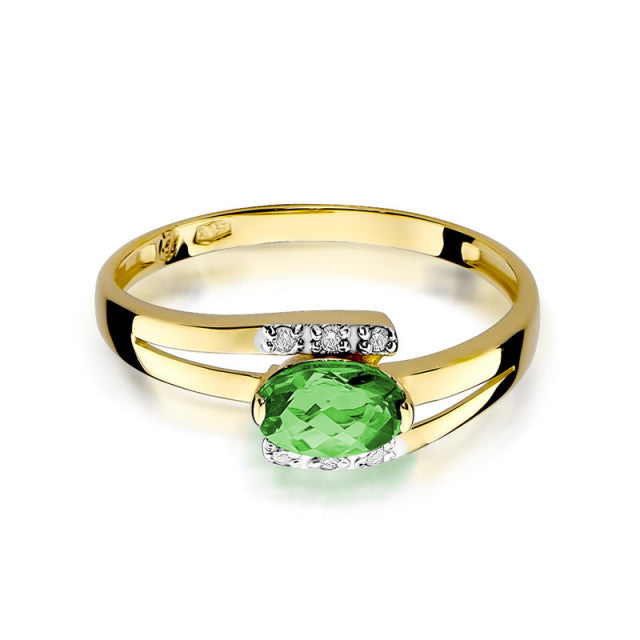 Inel Aur 14K cu Smarald 0.40 ct si Diamante Naturale 0.05 ct, imaginea 2 din 11