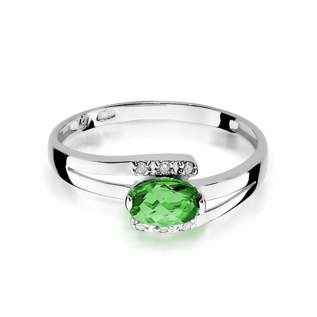 Inel Aur 14K cu Smarald 0.40 ct si Diamante Naturale 0.05 ct, imaginea 6 din 11