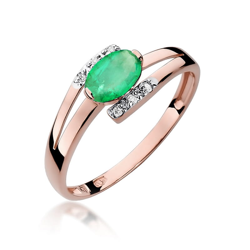 Inel Aur 14K cu Smarald 0.40 ct si Diamante Naturale 0.05 ct, imaginea 8 din 11