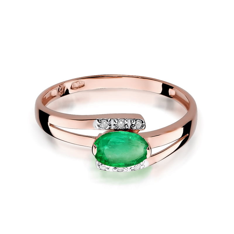Inel Aur 14K cu Smarald 0.40 ct si Diamante Naturale 0.05 ct, imaginea 9 din 11
