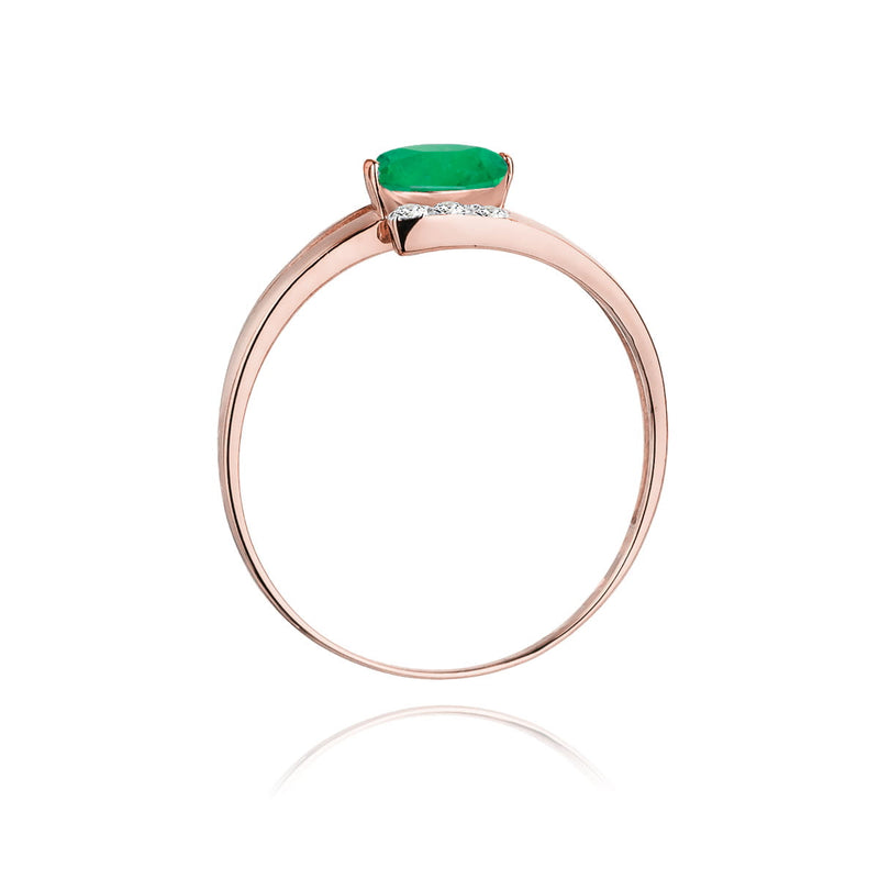 Inel Aur 14K cu Smarald 0.40 ct si Diamante Naturale 0.05 ct, imaginea 10 din 11