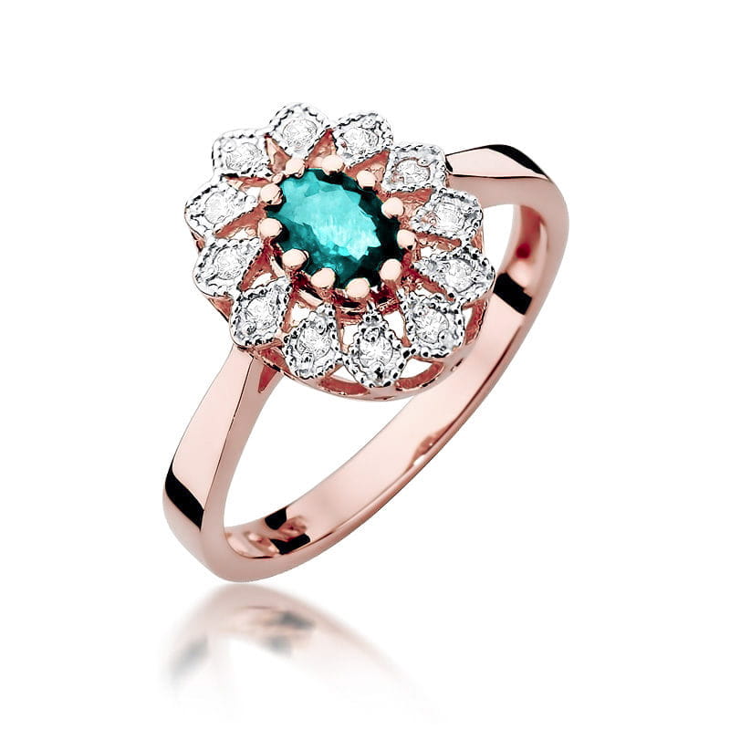 Inel Aur 14K cu Smarald 0.40 ct si Diamante Naturale 0.10 ct, imaginea 8 din 11