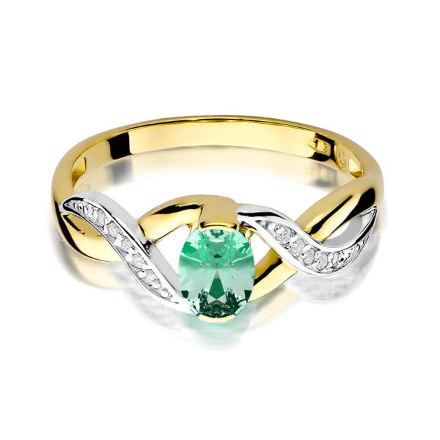Inel Aur 14K cu Smarald 0.40 ct si Diamante Naturale 0.05 ct, imaginea 2 din 11